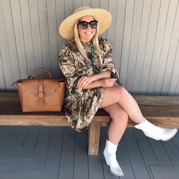 Ganni Tiger’s Eye Poplin Mini Dress Brown Tan Size 40 US 8 - Picture 4 of 12